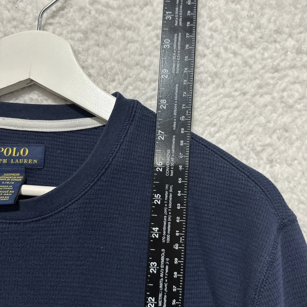 Polo Ralph Lauren Sleepwear Men's L Blue Waffle Knit LS‎ Crew Neck Lounge Tee